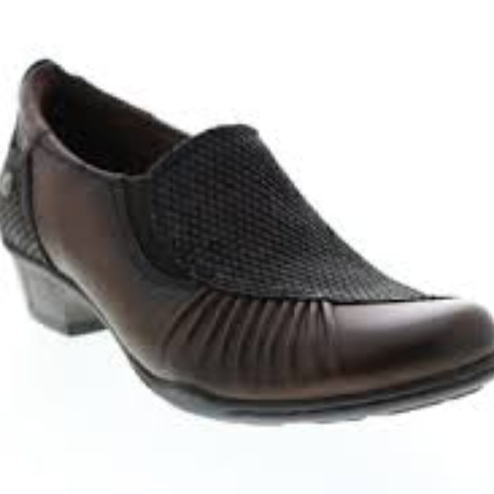 EARTH Dorado Leather Booties Women's size 7.5 Dark Brown Braided & Ruched